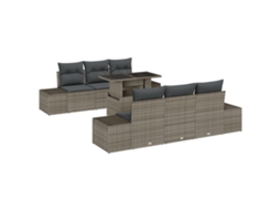 Conjunto 7 Móveis De Jardim Vidaxl Cinzento Vime Pe (100 X 55 X 73 Cm)