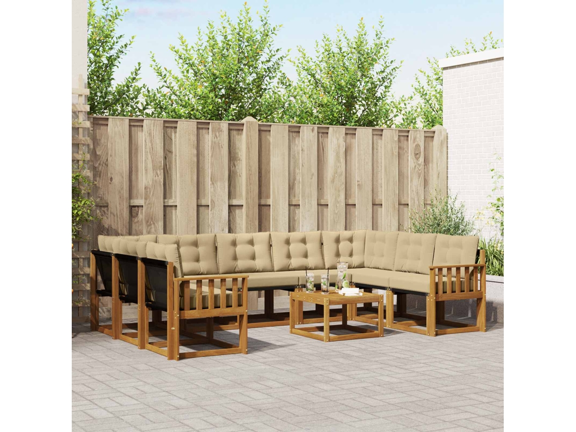Vidaxl Conjunto De Sofás Para Exterior 10 Unid. Natural E Bege