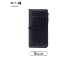 Porta-cartões Carteira Eifson Rfid Passaporte Couro Pu Janela Id Bolso Notas Viagem Preto