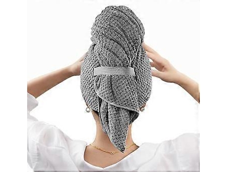 Toalha De Cabelo De Microfibra Cinza Escuro Super Macia Para Mulheres