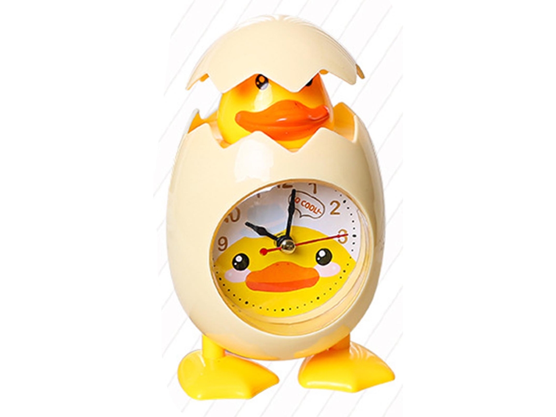 Despertador infantil Baok, com desenho de pintinho fofo, para mesa, em plástico com mecanismo de quartzo, cor amarela. Ideal para estudantes.