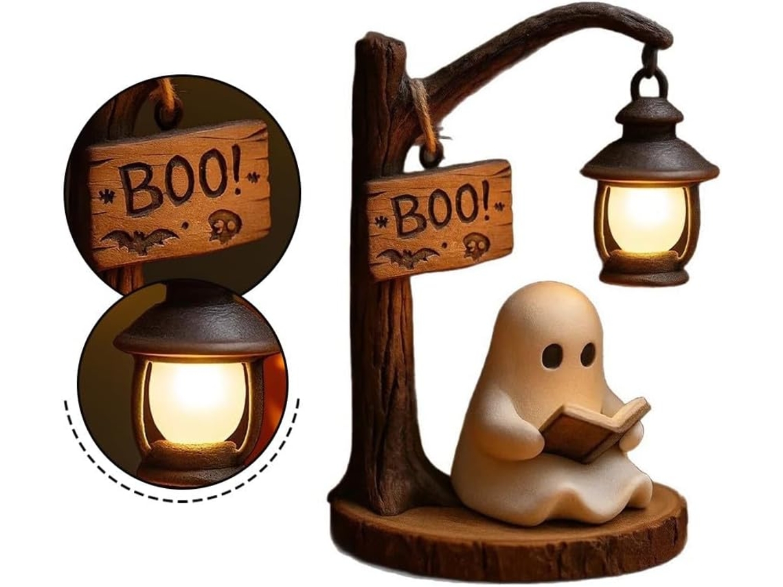 Luminária De Leitura Led 3d Com Tema Halloween, Feita De Resina E Alimentada Por Bateria, Ideal Para Decorar Mesas De