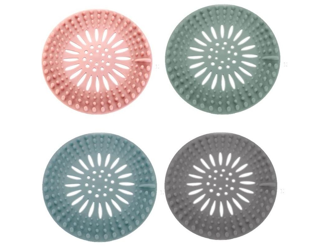 Filtro de Pelo de Esgoto Linjou 4 Pçs, Silicone | S/MARCA