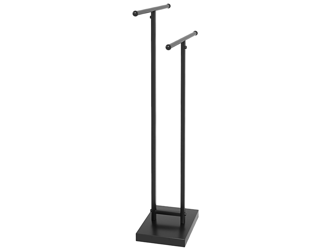 Suporte De Toalhas De Chão Para Banheiro Com 2 Barras De Metal, 50x18,5x85cm, Preto