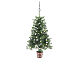 Árvore Natal VIDAXL artificial pré-iluminada c/ bolas verde (90 cm)