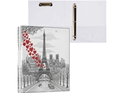 Pasta de 3 Argolas para Papel Tamanho Carta , Organizador Redondas com Prancheta, Suporte Pran (27,9 X 21,6 Cm)
