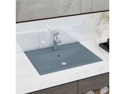 Vidaxl Lavatório C/ Orifício Torneira 60x46cm Cerâmica Azul-claro Mate