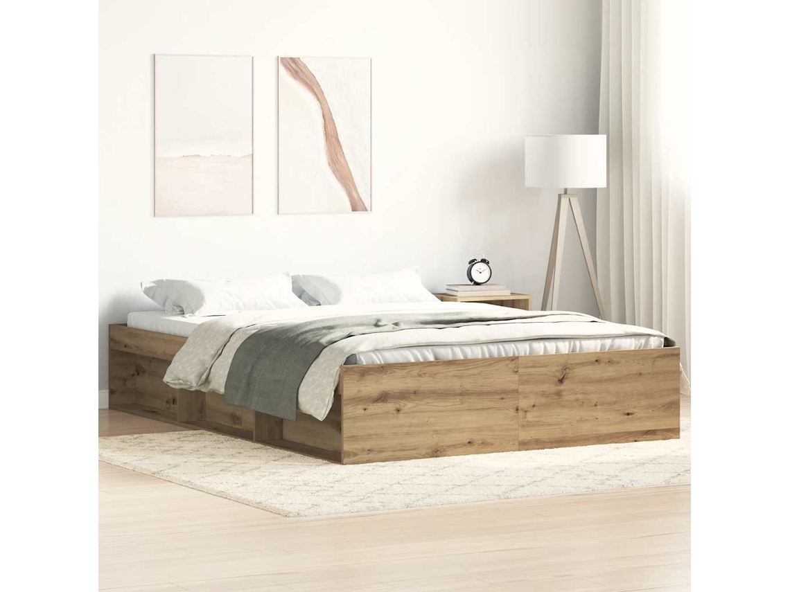 Vidaxl Estrutura De Cama Sem Colchão 120x190 Cm Carvalho Artesanal