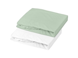 Domiva Conjunto de 2 lençóis - 70 x 140 cm - Jersey - Branco/Verde cinza