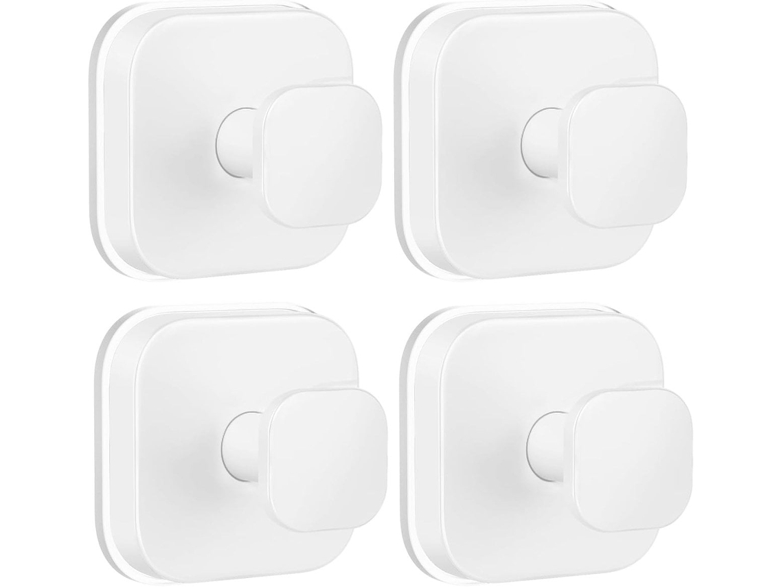 Ganchos de Chuveiro com Ventosa, Pacote com 4 Unidades, Brancos, Resistentes, Ideais para Banheiro e Janelas de Vidro BRILVIBERA
