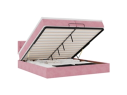 Moldura de Cama com Colchão Rosa Veludo MAISON EXCLUSIVE (200x200 cm)