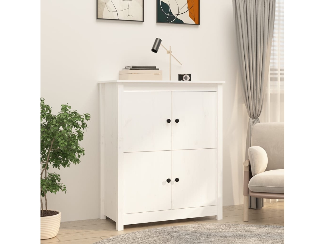 Vidaxl Aparador 83x41,5x100 Cm Madeira De Pinho Maciça Branco