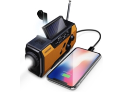 Rádio de Emergência Portátil com Bateria Externa de 4000mah, Energia Solar e Manivela AQUAFORGE