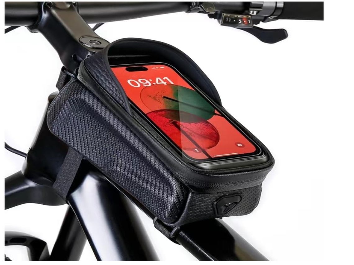 Bolsa para Telemóvel de Bicicleta Até 6,8 Polegadas Impermeável Ecrã Tpu Rígida Preto LURELIA