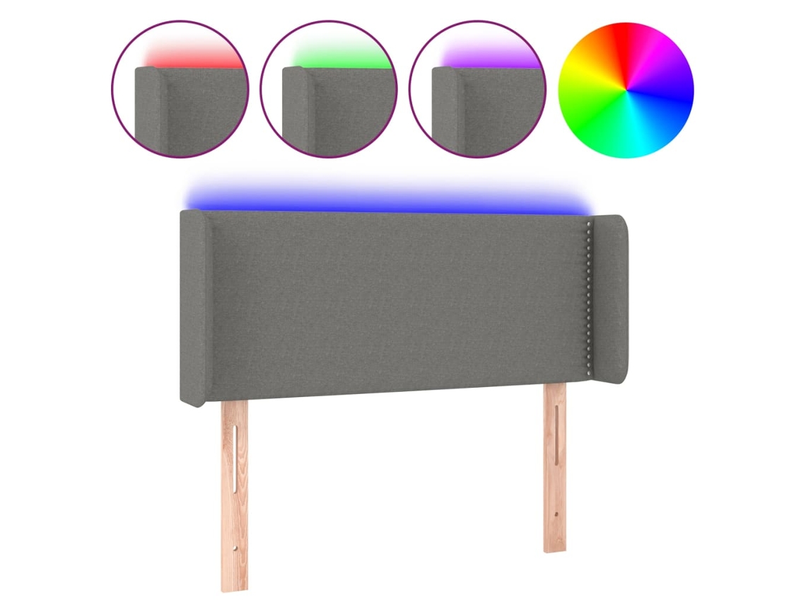 Cabeceira de cama MAISON EXCLUSIVE com luzes LED em tecido cinza escuro (103x16x78 cm)