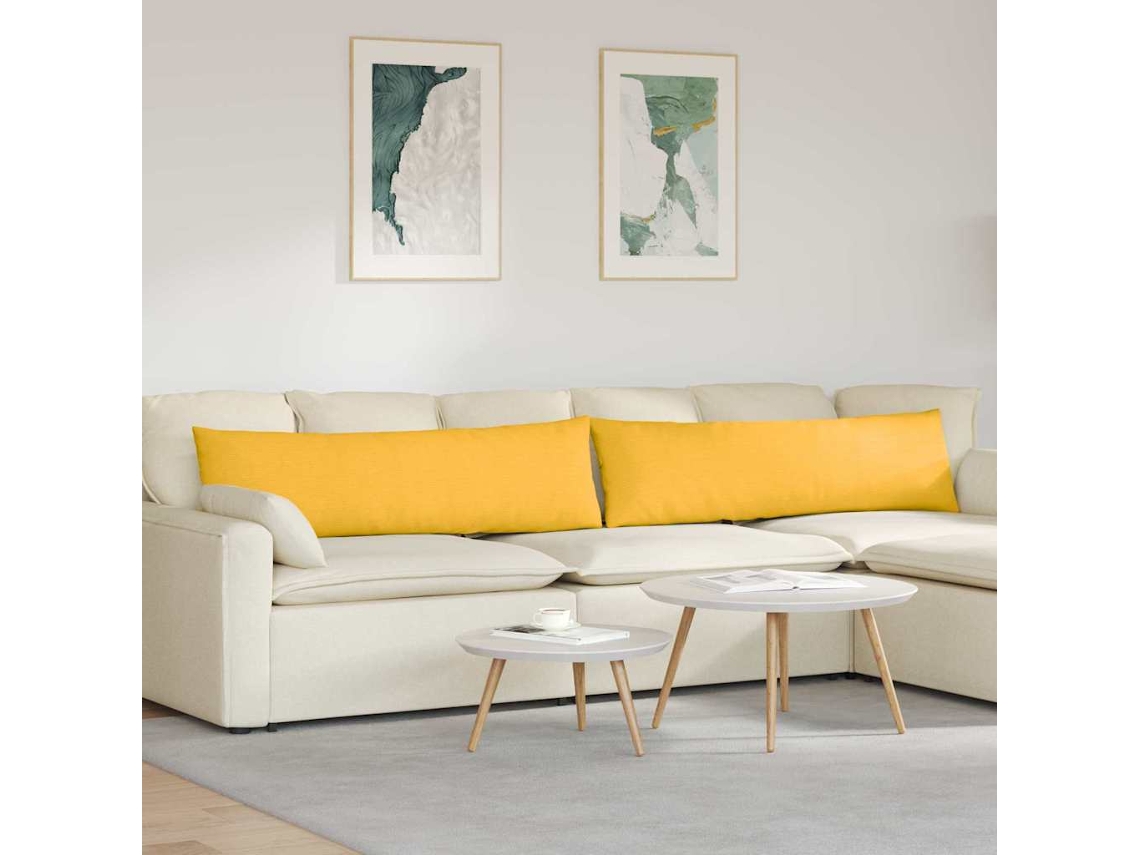 Vidaxl Travesseiros De Sofá 2 Pcs Amarelo Claro 145 X 40 Cm