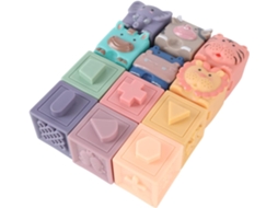 Conjunto de 12 Blocos de Construção de Silicone Macio para Bebês Brinquedos Educativos Mastigáveis SFUSHOS