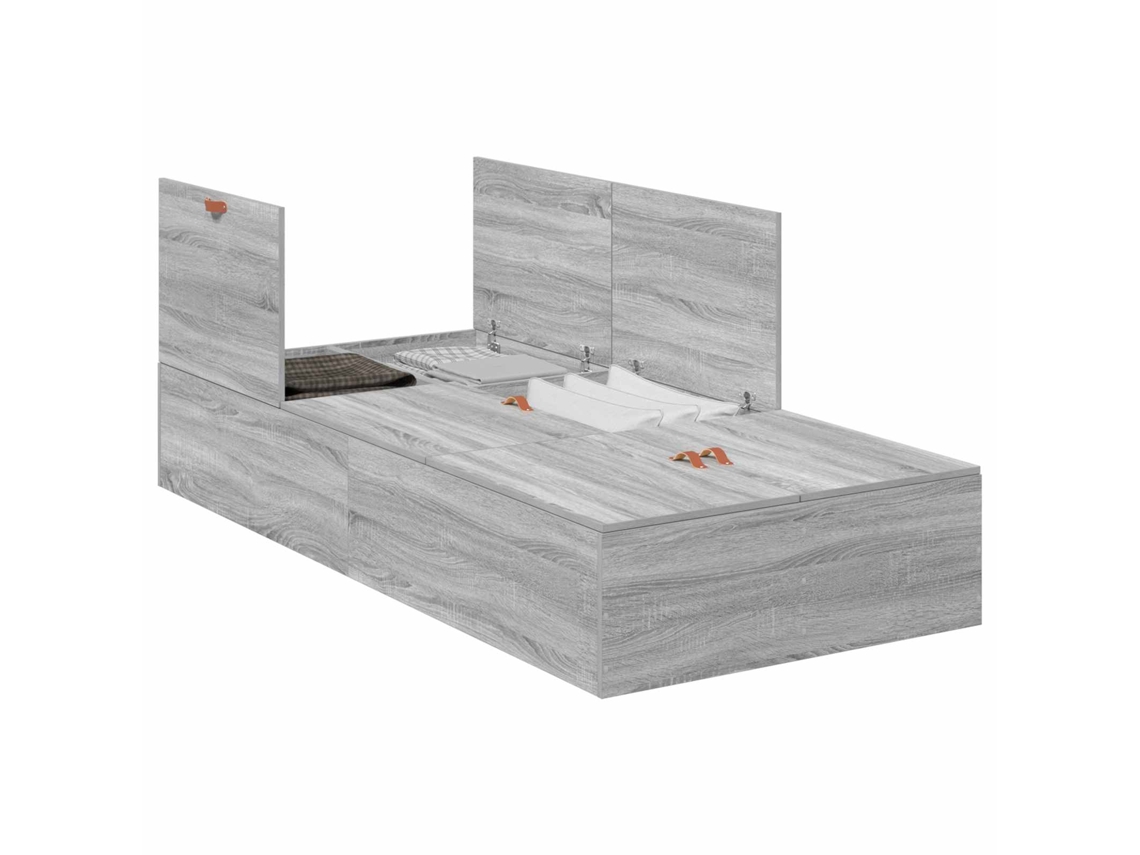 Estrado de Cama com Arrumação Cinza Sonoma 175x200 cm MAISON EXCLUSIVE