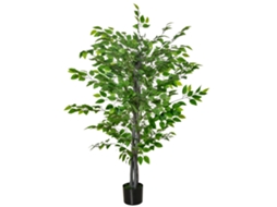 Planta Artificial De Ficus Com 135 Cm De Altura E Vaso, Para Uso Interno E Externo, Verde.