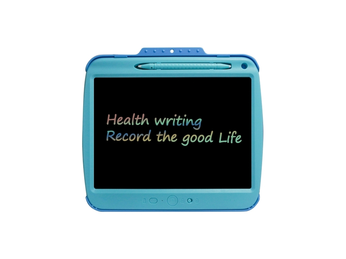 Tablet De Escrita Digital Recarregável De 9 Polegadas Com Tela Lcd, Linhas Coloridas (azul) E Prancheta Eletrônica Transparente.