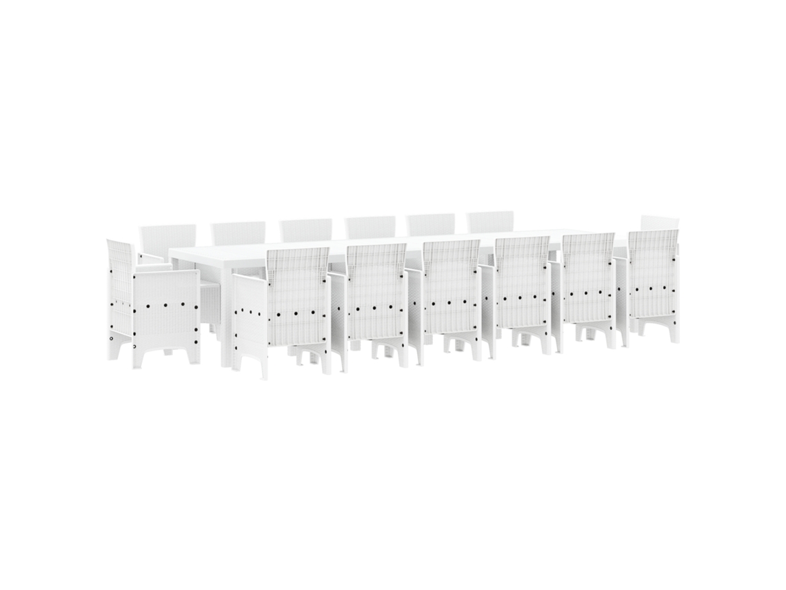 Conjunto 15 Conjunto De Jantar Para Jardim Vidaxl Branco Polipropileno (350 X 100 X 73 Cm)