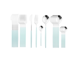 Conjunto de Talheres de Aço Inoxidável com 24 Peças, Incluindo Faca, Colher e Garfo. MDUG (prata Menta)