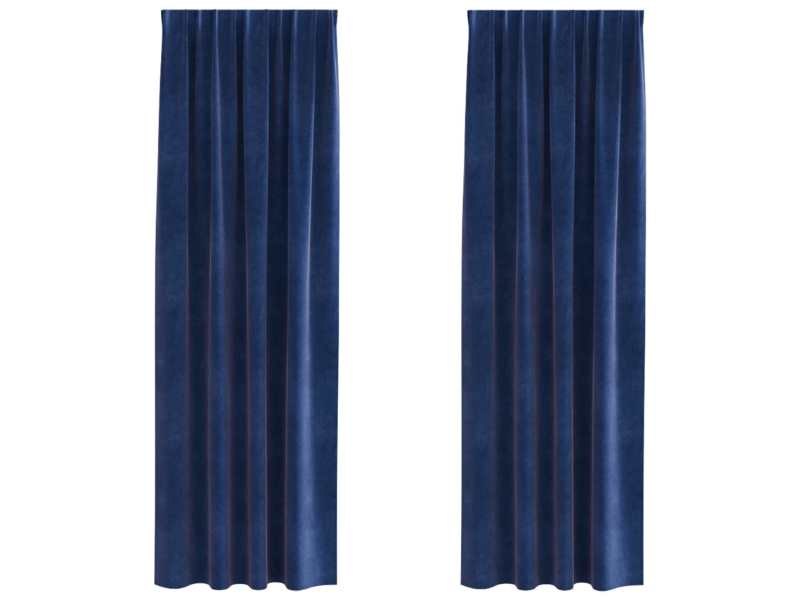 Conjunto 2 Cortinas Opacas Vidaxl Azul Veludo (140 X 245 Cm)