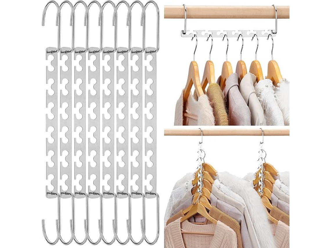 Porta roupas de Metal Que Economiza Espaço Porta roupas Múltiplos roupas Plástico de Cromo/prata, 26 Cm de Comprimento STELASPLEN