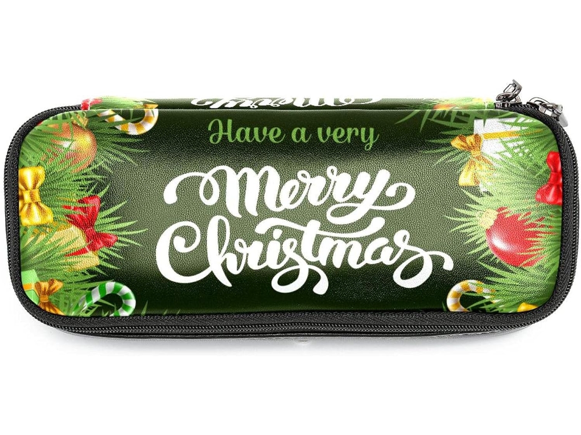 Estojo Lápis Com Tema Natalino E A Inscrição Em Inglês Feliz Natal