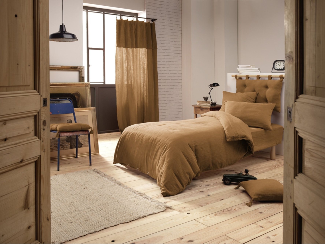 Capa de Edredom 140 X 200 Cm Gaïa Camel Leffet Papillon