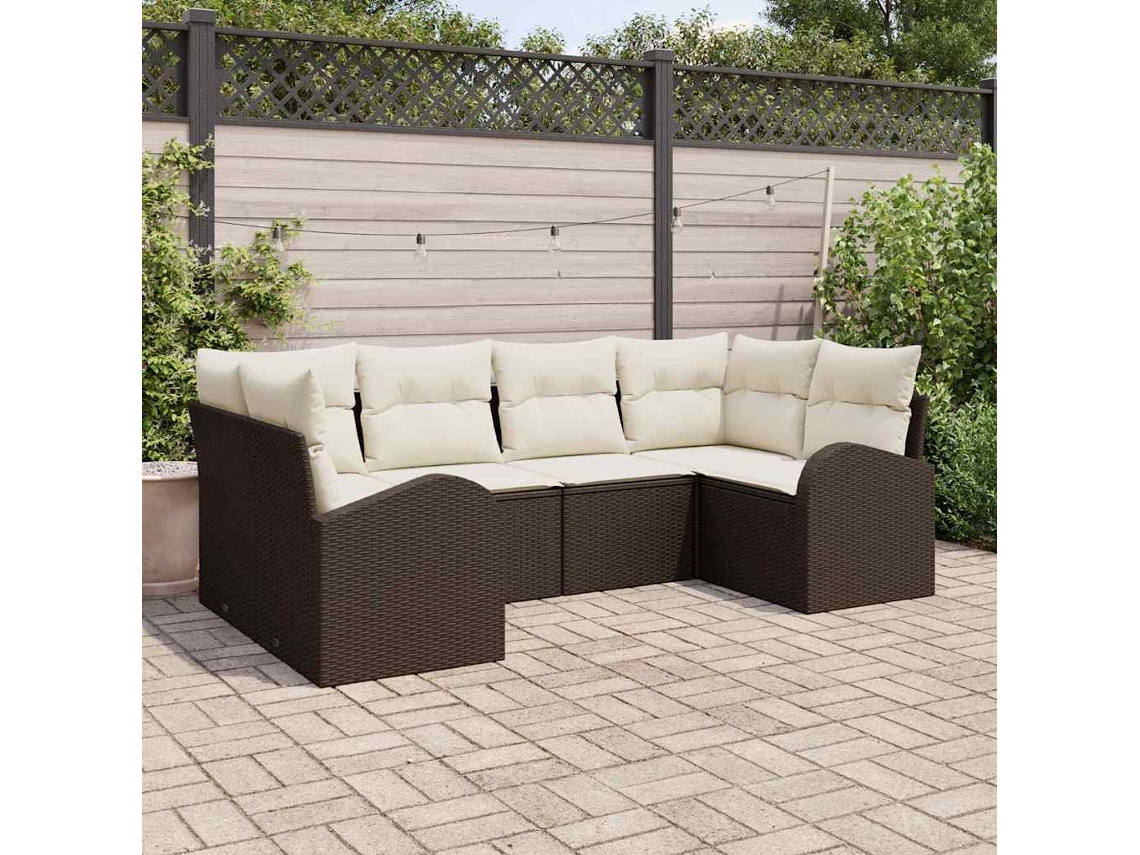 Vidaxl Conjunto de Sofá de Jardim com Almofada 6 Pcs Castanho