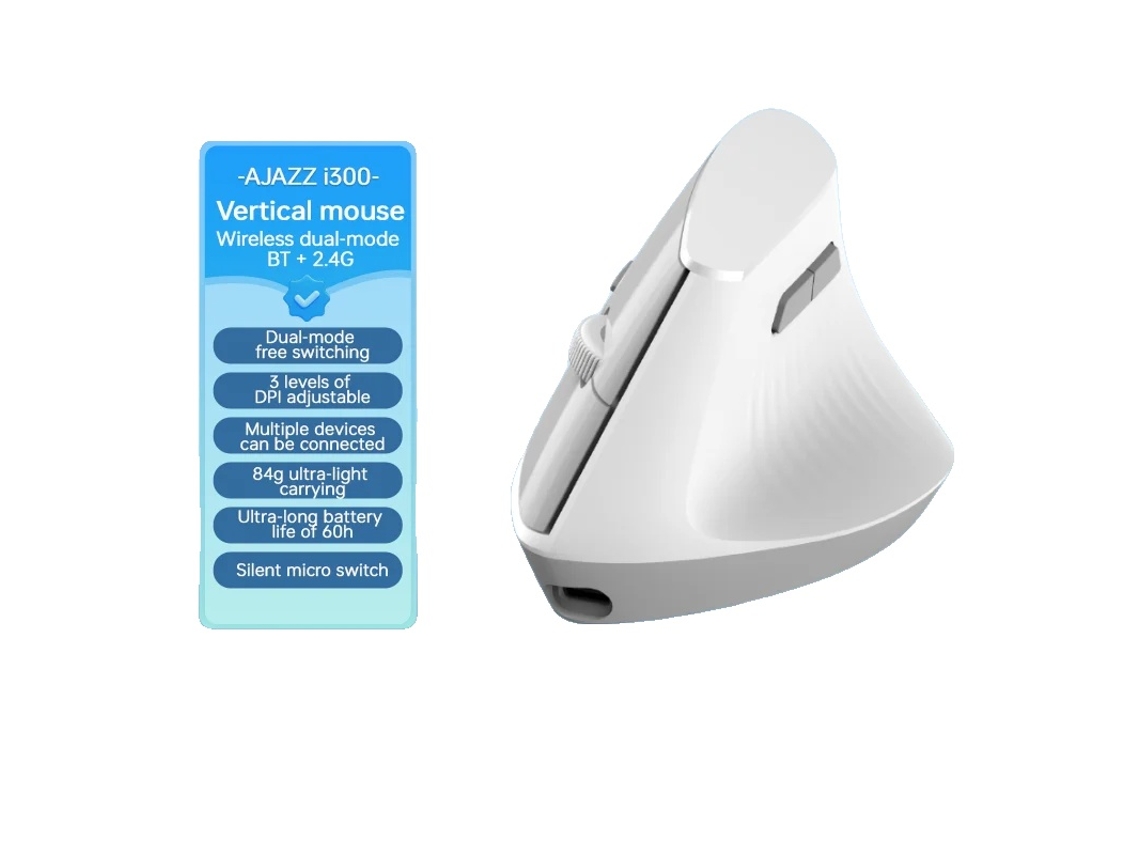 Mouse Sem Fio, Design Ergonômico, Conectividade Bluetooth E 2.4ghz, Branco