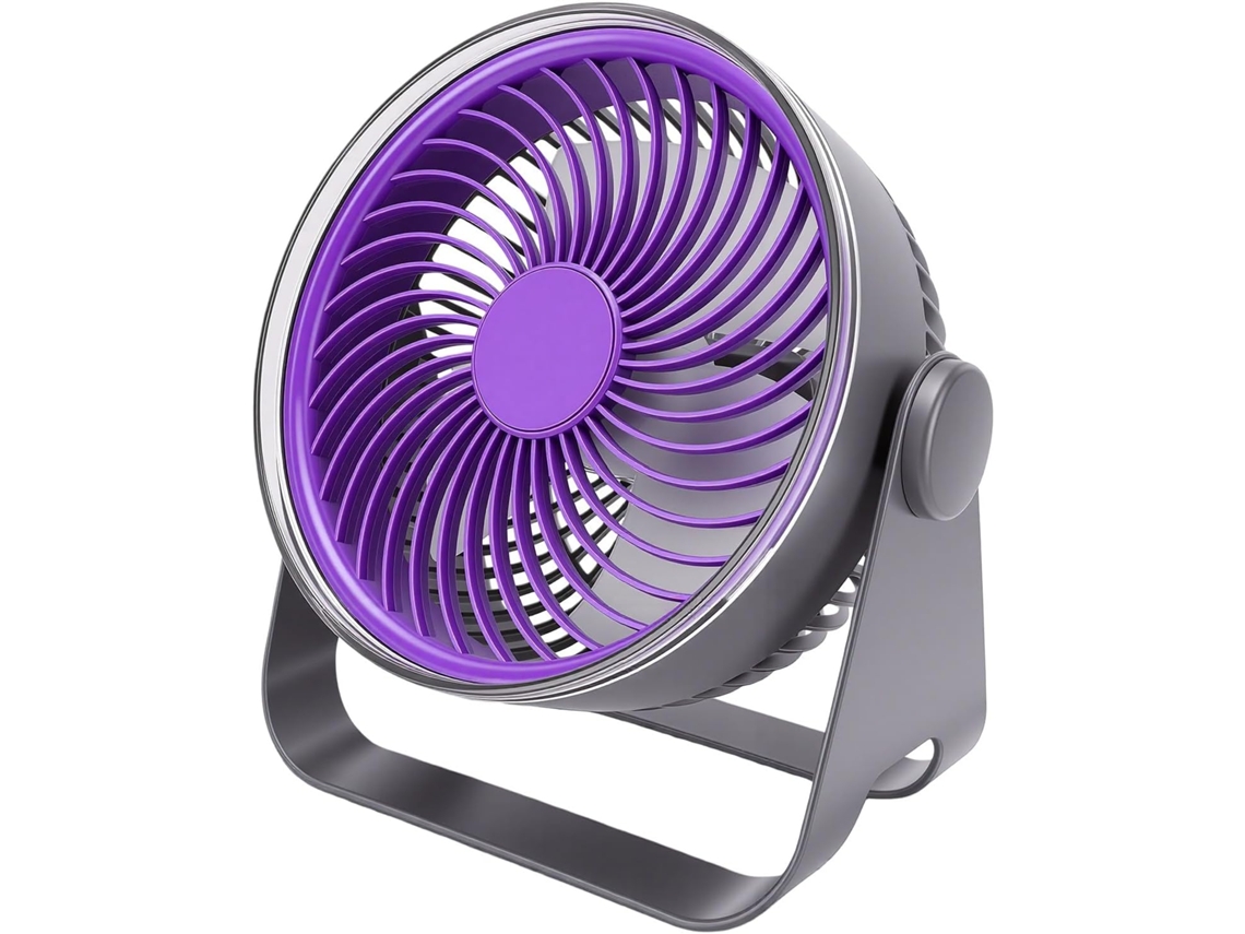 Ventilador De Mesa Usb, 3 Velocidades, Cabeça Giratória 360°, Base