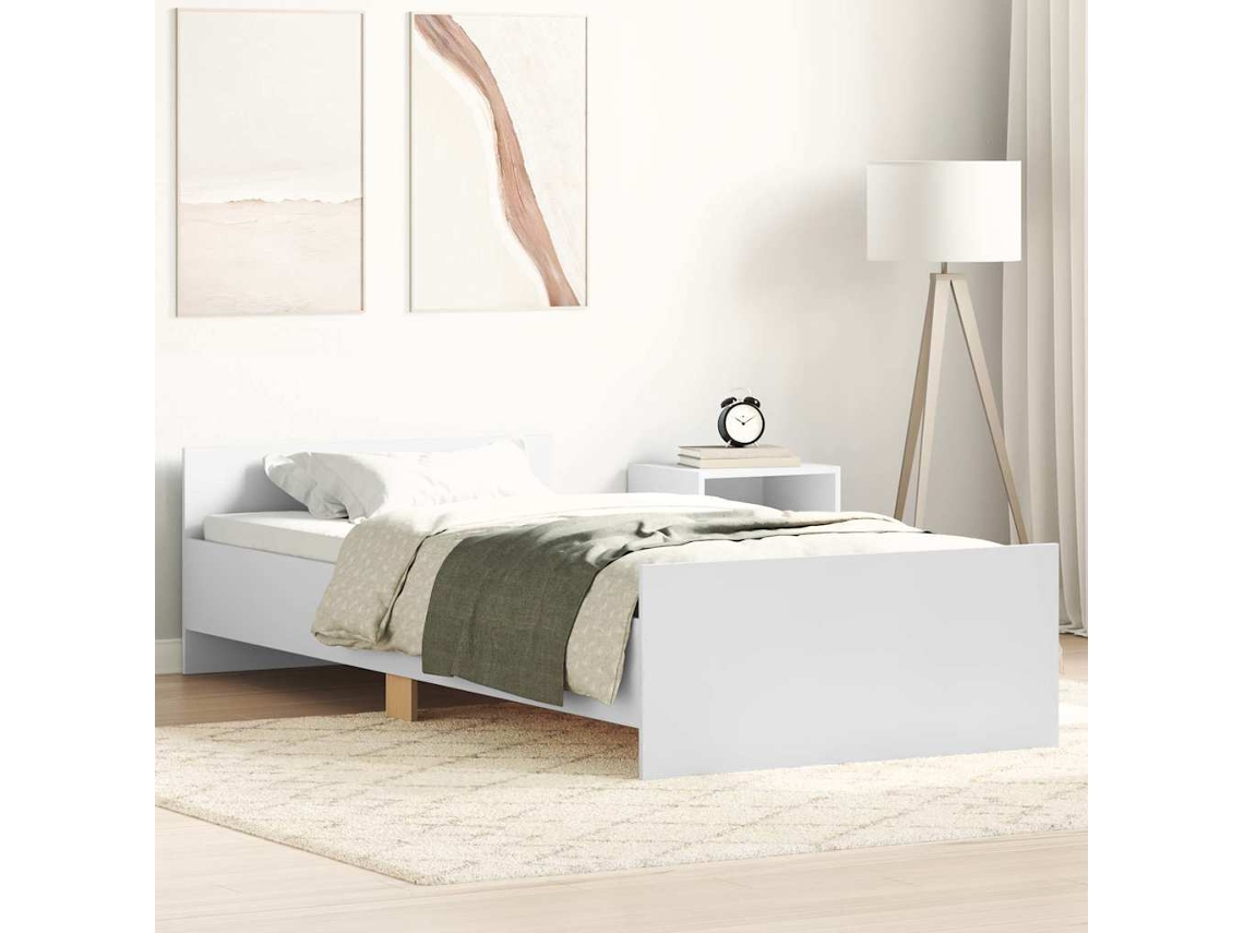 Estrutura De Cama 90x190 Cm Derivados De Madeira Branco
