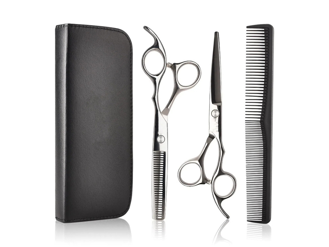 Kit De Tesoura De Corte Cabelo, 4pcs Ferramenta Profissional Para Corte De Cabelo (prateada) Cuich