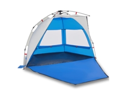 VIDAXL Tenda Praia 2 Pessoas Libertação Rápida Impermeável Azul Ciano