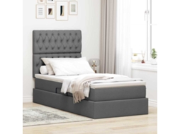 Vidaxl Cama de Armazenamento Led com Colchão Cinzento escuro
