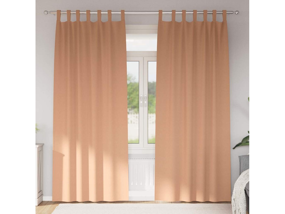Vidaxl Cortinas Blackout Com Argolas 2 Unid. Marrom Claro 245 X 140 Cm