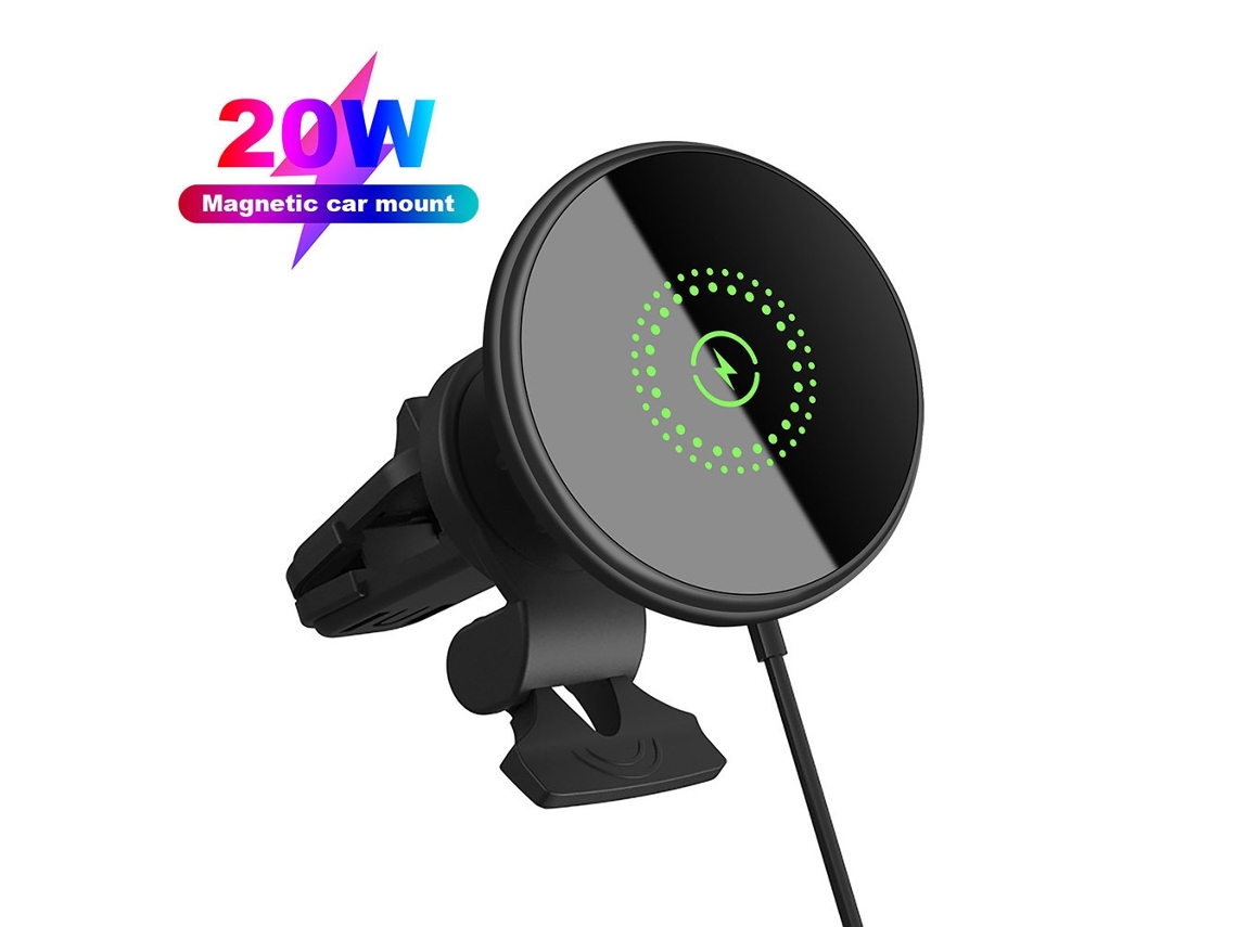 Lurelia Suporte De Carro Com Carregador Sem Fios 20 W, Magnético Magsafe, Rotação 360°