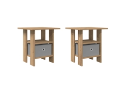 Conjunto 2 Mesa-de-cabeceira Vidaxl Castanho Derivados De Madeira (41 X 40 X 45 Cm)