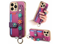 Suporte Casa Para Iphone 14 Pro Max Pele Sintética Roxo