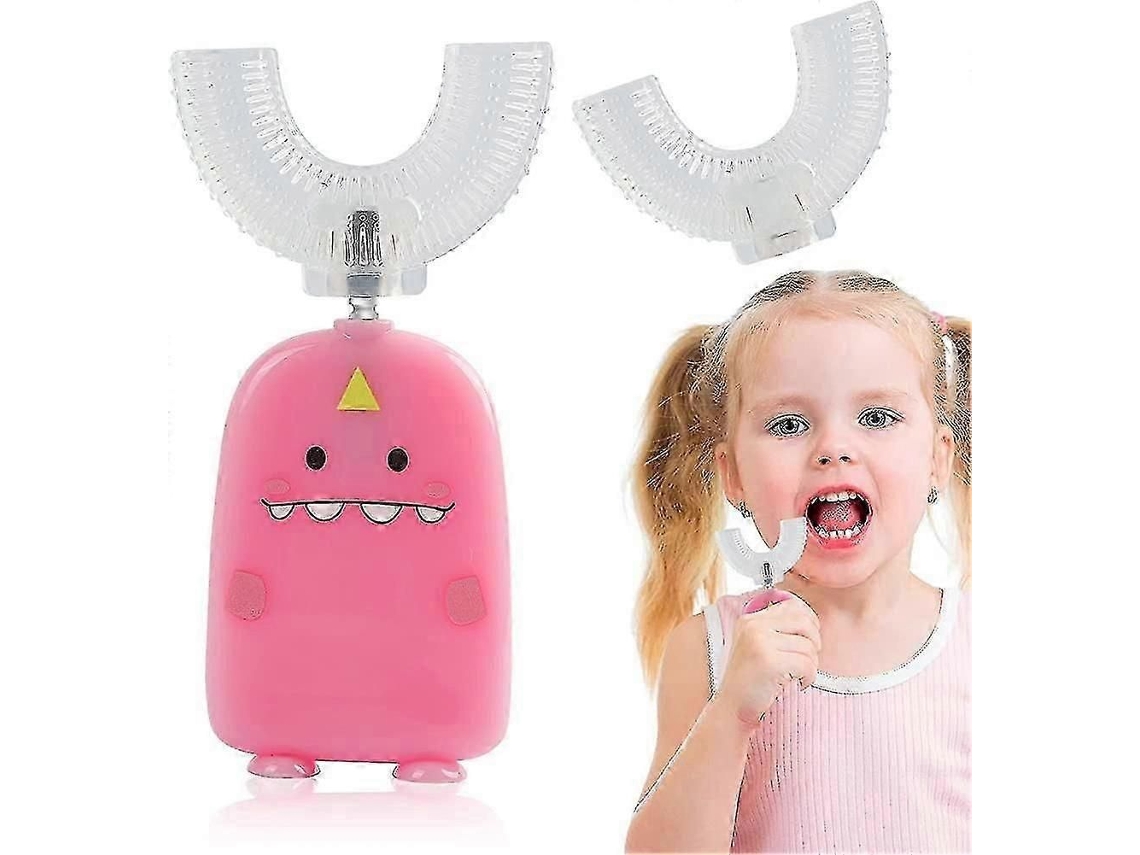 Escova de Dentes Infantil em Formato U, Completa com Dinossauro e 2 Escovas Gel Sílica. GOKOCO