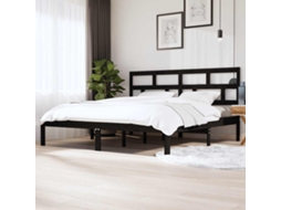 Vidaxl Estrutura De Cama 200x200 Cm Pinho Maciço Preto