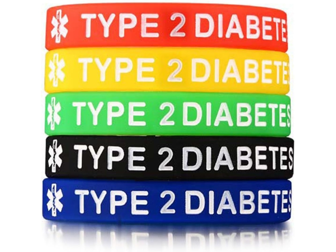 Netbiio 5-pulseiras De Identificação Médica Em Silicone Tipo 1 2 Para Diabéticos Unissex Masculino Feminino 7