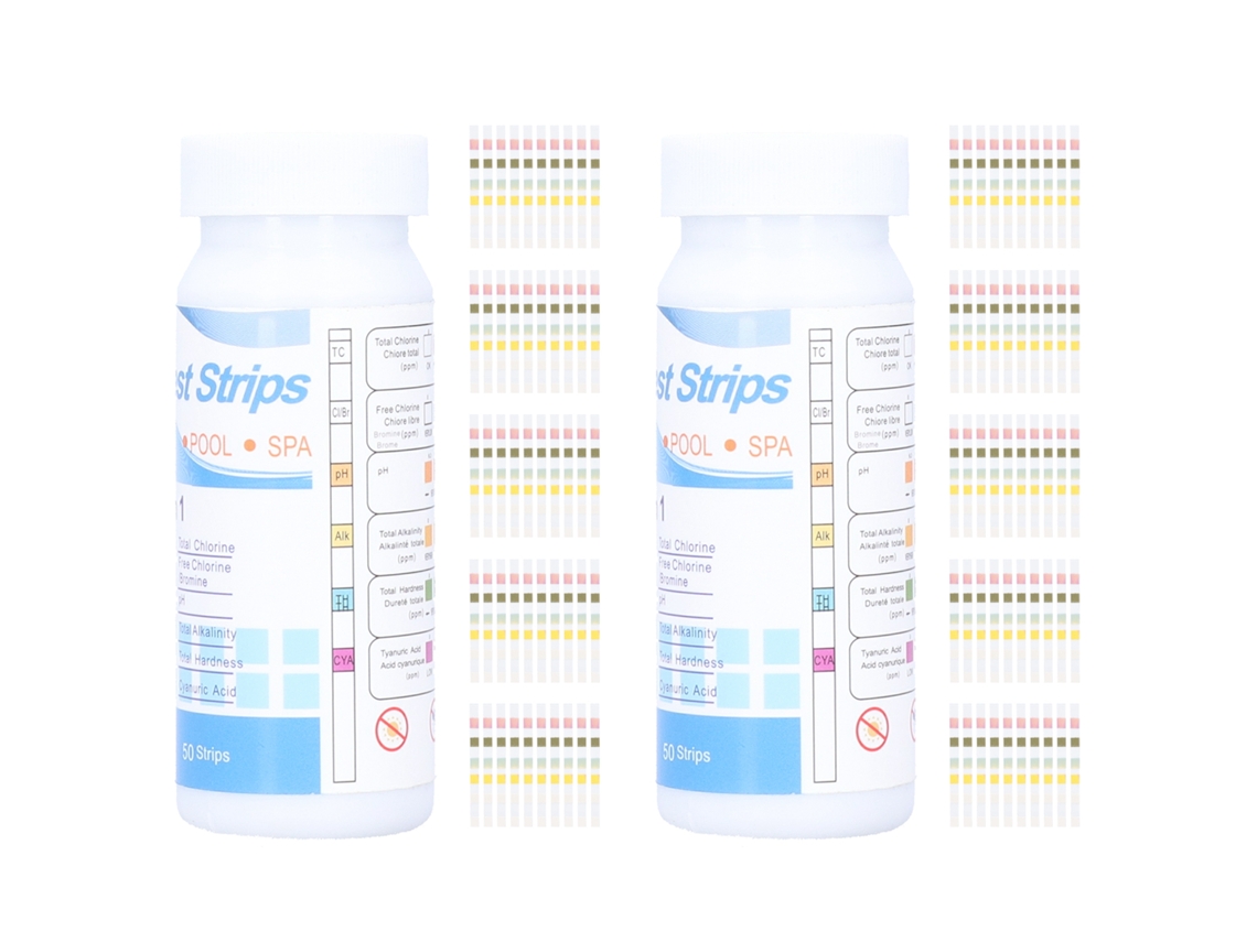 2 Garrafas Tiras de Teste Químico de Água 6 em 1 para Piscina e Spa S/MARCA
