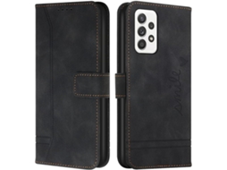 Capa Portacartões Aba Protetora para Samsung Galaxy A23 HONGWE. Pele Anti-Choque Magnética Premium Preto