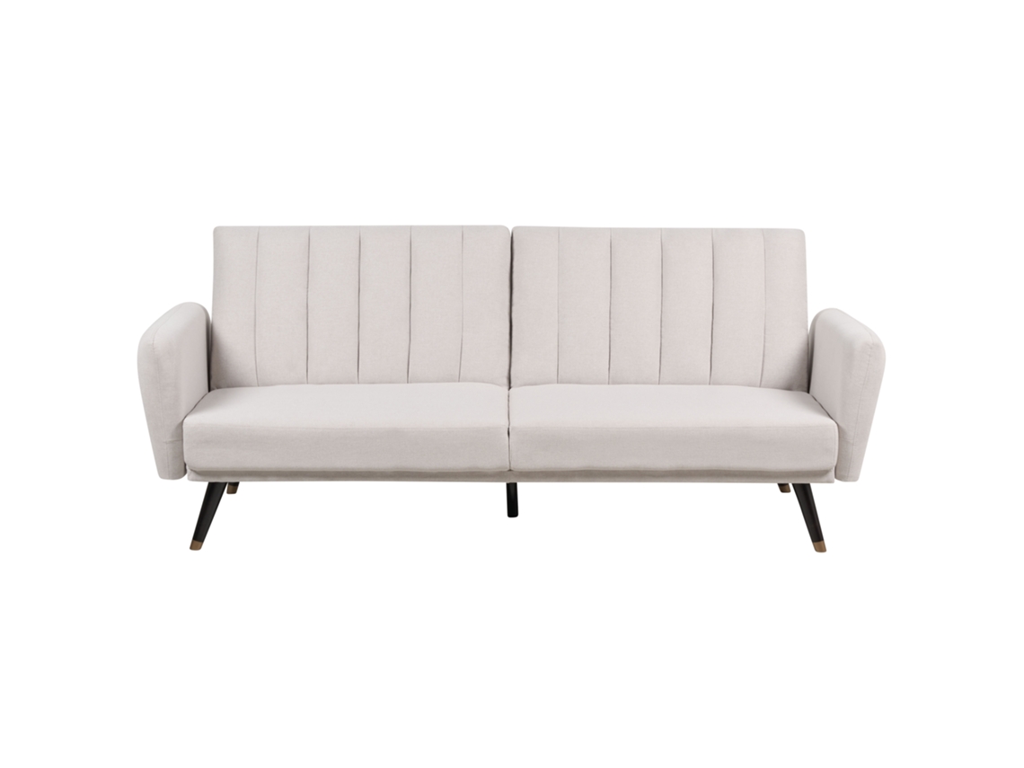 Sofá Convertível Compacto Beliani Vimmerby De Tecido Creme 180x110