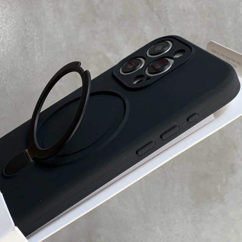 Capa Protetora De Silicone Líquido Com Suporte (preta Para Iphone 16 Pro Max).