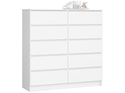 Cómoda: 10 Gavetas, Branco, 120 X 121 X 40cm