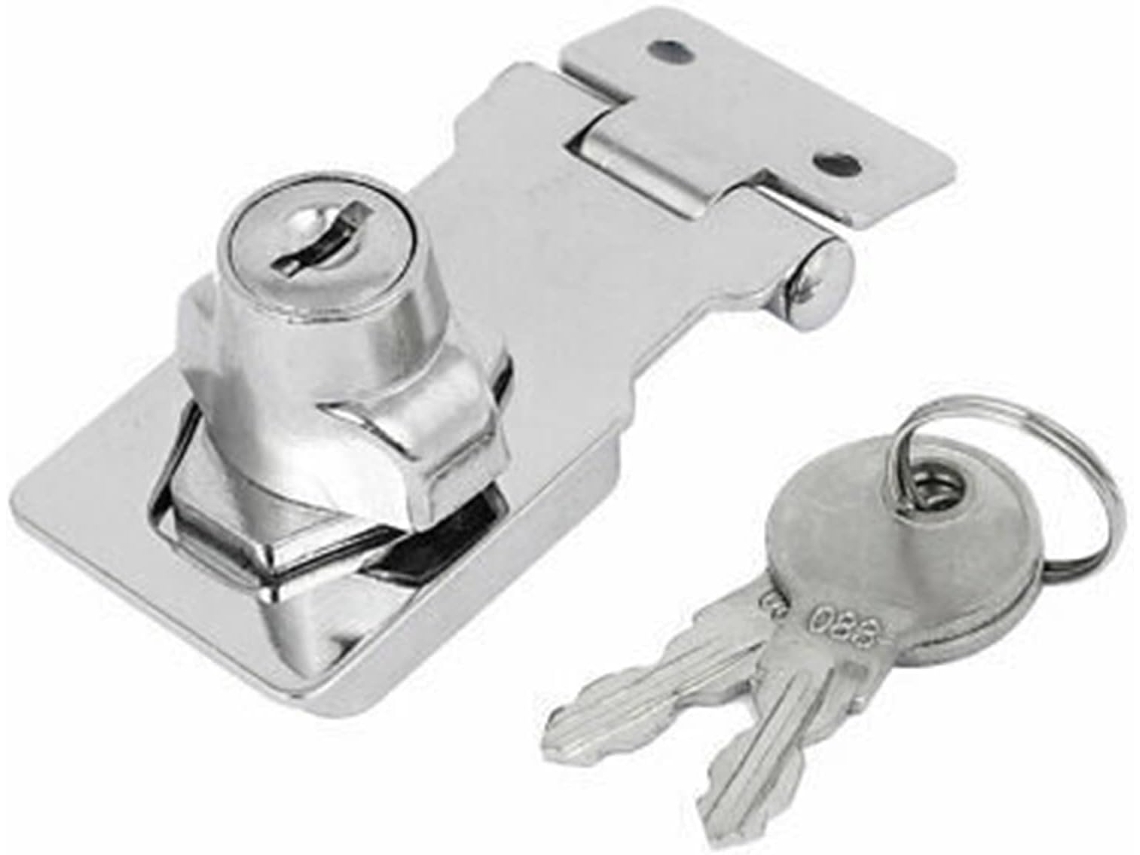 Fecho De Metal Com Chave Para Gaveta Caixa, Cor Prateada, 64mm De Comprimento, 1 Conjunto